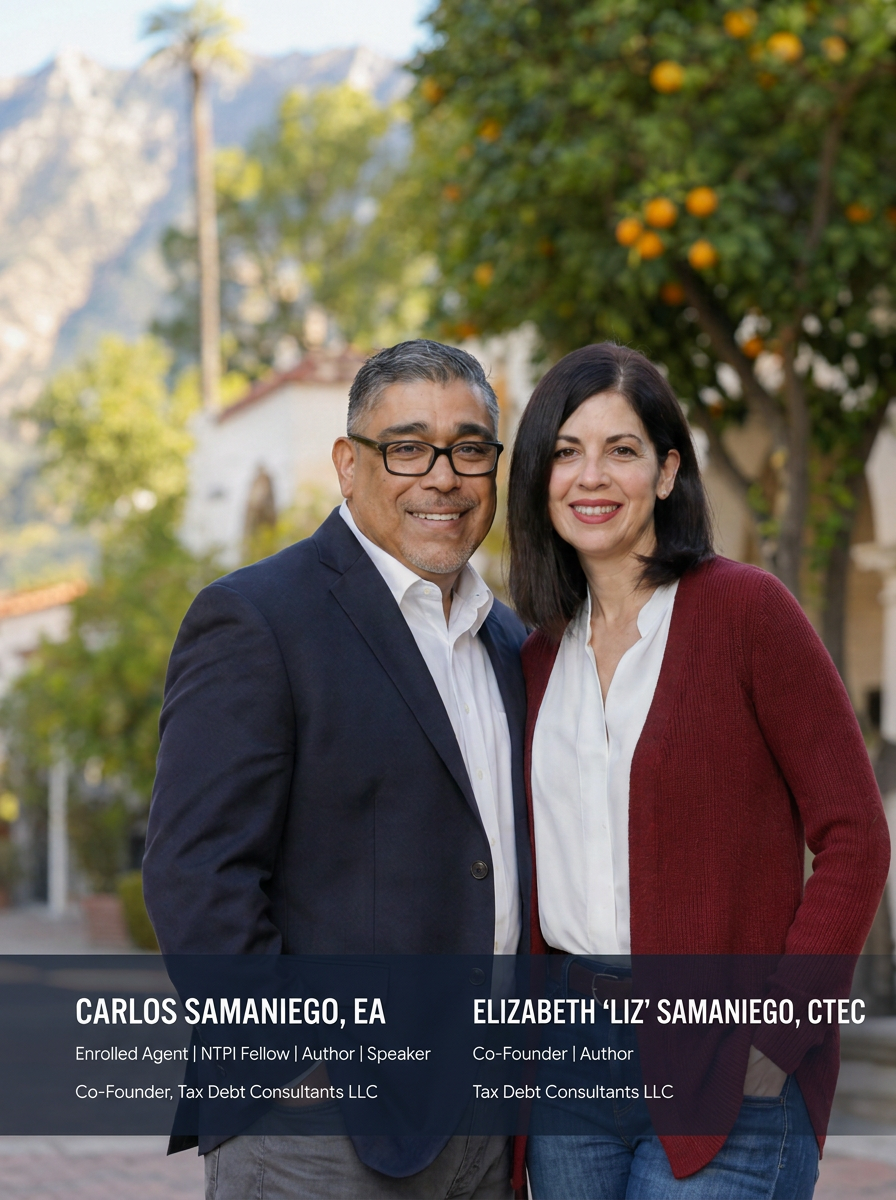 Carlos Samaniego, EA and Elizabeth Liz Samaniego, CTEC, co-founders of Tax Debt Consultants LLC